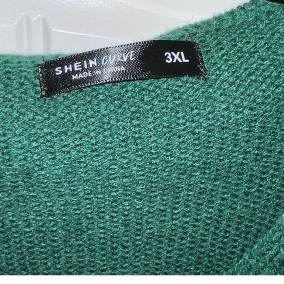 SHEIN Essnce Plus Fringe Trim Drop Shoulder Cable Knit Sweater - Picture 4 of 4